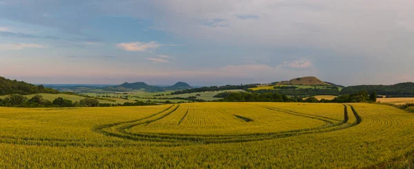 Краєвид між полями в селі Merunice, Чеська укра — стокове фото