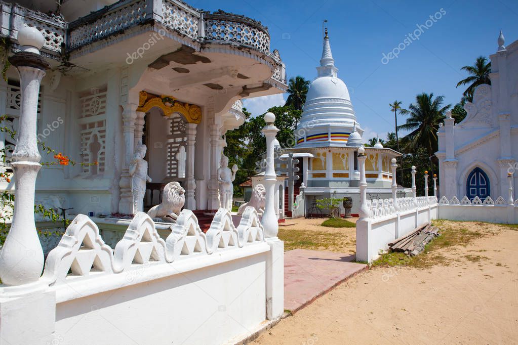 Old Buddhist temple complex of Sri Pushparama Maha Viharaya, near Balapitiya, Welitara Region, Southern Province, Sri Lanka, Asia