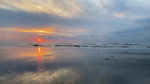 Pôr Sol Praia Zandvoort Destino Praia Popular Localizado Perto Amsterdã — Vídeo de Stock