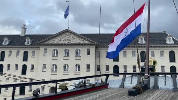 Amsterdam Paesi Bassi Ottobre 2019 National Maritime Museum Enorme Edificio — Video Stock