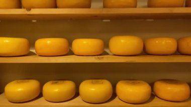 Volendam, Hollanda-7 Ekim 2019: Peynir Fabrikası Volendamın merkezindeki en yeni merkezlerden biridir. Bazen Zuiderzee 'nin incisi olarak da anılan bu yer son derece popüler bir turizm merkezidir.