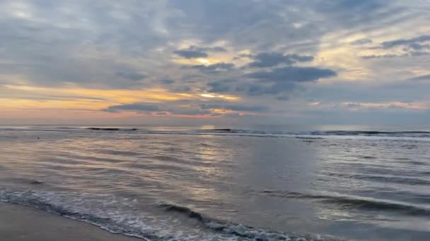 Tramonto Sulla Spiaggia Zandvoort Tratta Una Destinazione Balneare Popolare Situato — Video Stock