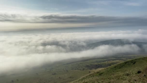 Vista Rana Hill Misty Manhã Central Bohemian Highlands República Checa — Vídeo de Stock