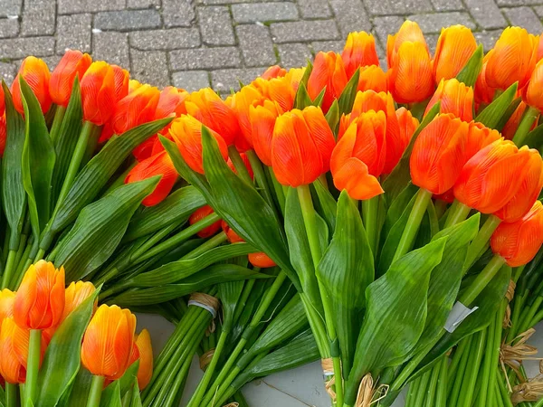 Houten tulpen in de winkel in Volendam. — Stockfoto