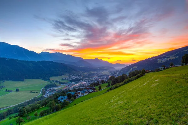 Montagna Dachstein Città Schladming All Alba Viste Rohrmoos Untertal Austria — Foto Stock