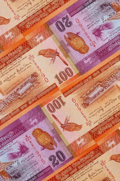 Composizione Simmetrica Delle Banconote Dello Sri Lanka Rupia Valuta Nazionale — Foto Stock