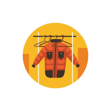 Kış snowboard veya kayak anorak Illustration. Spor ceket vektör simgesi. Aktif yaşam tarzı Kabanlar düz tasarım.