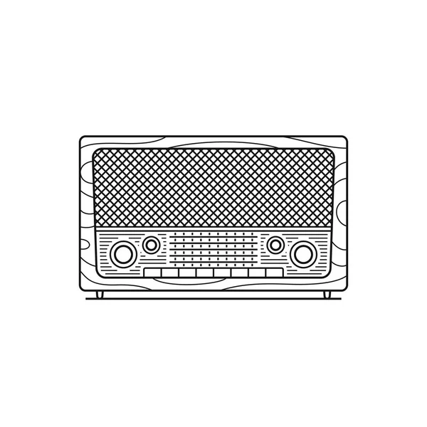 Retro Radio Witte Achtergrond Overzicht Illustratie — Stockvector