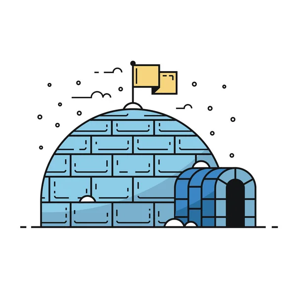 Igloo Traditionnel Hiver Bâtiment Avec Des Flots Neige Des Glaçons — Image vectorielle