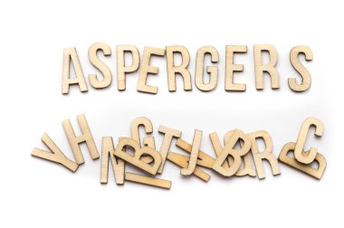 Aspergers concept, word spelled out in wooden letters clipart