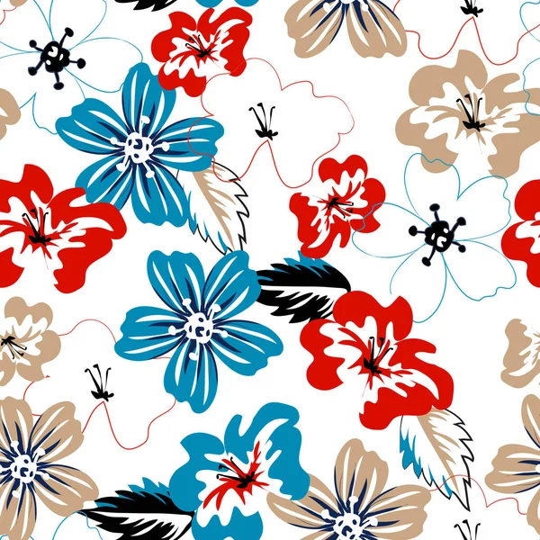 Nahtloses Blumenmuster. Sommer abstrakten Hintergrund mit Blumen — Stockvektor