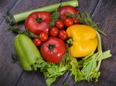 Çeşitli çiğ sebze rustick stil yakın çekim