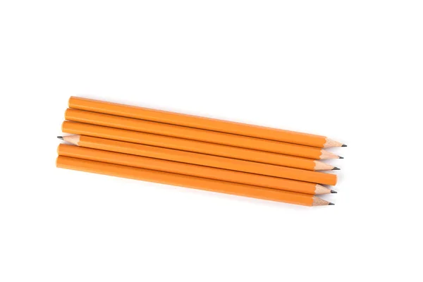 Sárga ceruza elszigetelt fehér background. Levélpapír koncepció — Stock Fotó