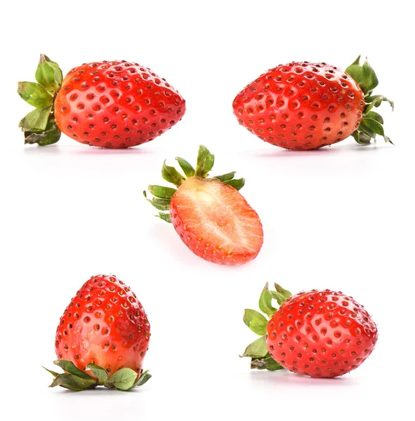 Colaj Fructe Căpșuni Izolat Fundal Alb Copiați Spațiul — Fotografie, imagine de stoc