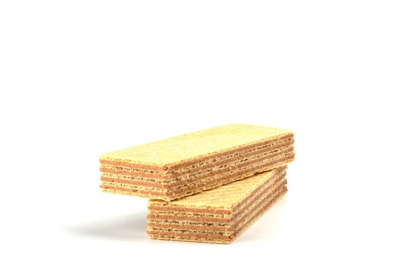 Wafel dessert met pindakaas geïsoleerd op witte achtergrond. — Stockfoto