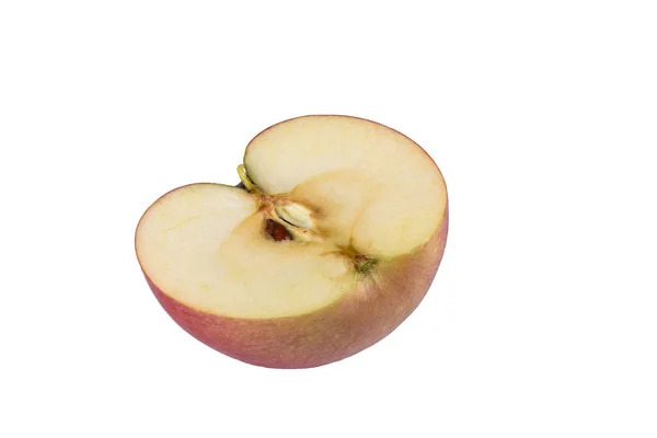 Meia maçã fresca isolada no fundo branco — Fotografia de Stock