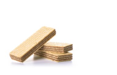 Beyaz arka plan üzerinde izole gofret çikolata tatlı.