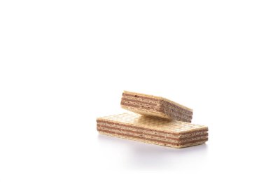 Beyaz arka plan üzerinde izole gofret çikolata tatlı.