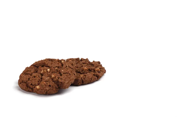 Ciasteczka Granola z czekoladą i orzechami laskowymi na białym b — Zdjęcie stockowe