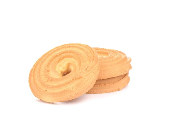 Round butter biscuits isolated on a white background. — Stock Photo, Image