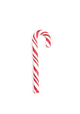 Noel için bir kırmızı karamel ve beyaz zemin üzerinde yeni yıl