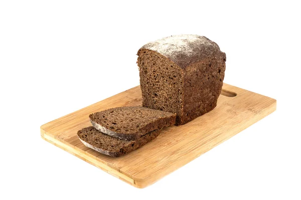 Pieces Rye Bread Cut Loaf Rye Bread Wooden Cutting Board — Stock Photo, Image