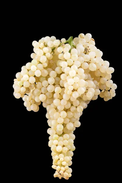 Bunch of white grapes isolated on black background. — Stock Photo, Image