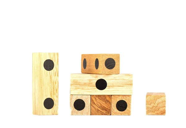 Drewniane Bloki Układanki Kości Puzzle Izolowane Białym Tle Kostka Lub — Zdjęcie stockowe