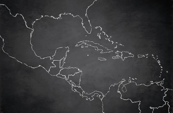 Islas Del Caribe América Central Mapa Nombres Estados Estados Separados — Foto de Stock