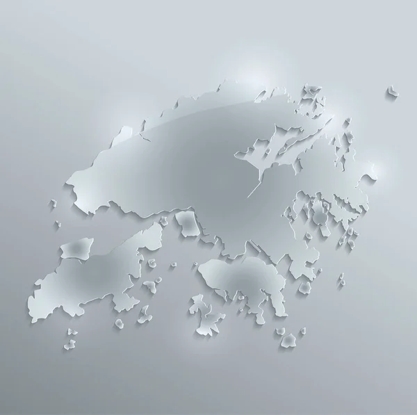 香港地图旗玻璃卡纸3D 空白光栅 — 图库照片