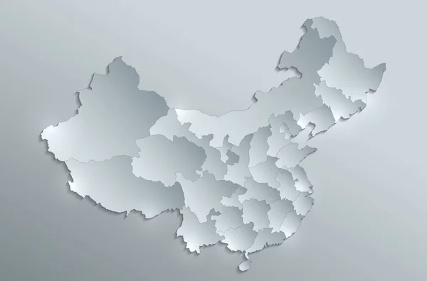 China Map Separate States Individually Region Glass Card Paper Raster — Stock Photo, Image