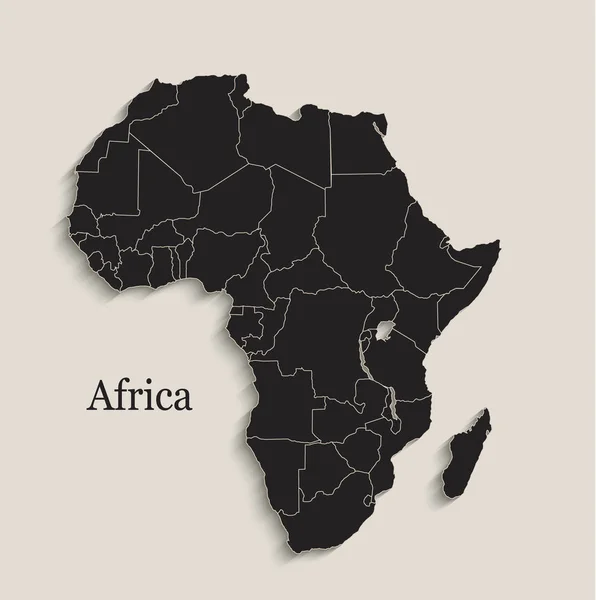 Africa Mappa Lavagna Nera Stati Separati Vettore Individuale — Vettoriale Stock