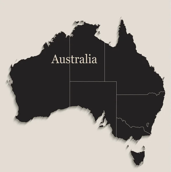 Avustralya Harita Siyah Ayrı Devlet Bireysel Vektör — Stok Vektör