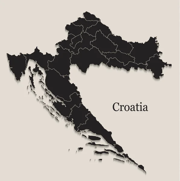 Croacia Mapa Pizarra Negra Estados Separados Vector Individual — Vector de stock