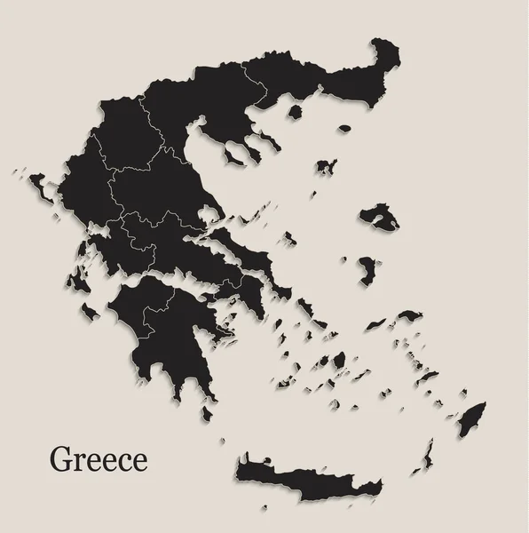Grecia Mapa Pizarra Negra Estados Separados Región Vector Individual — Vector de stock