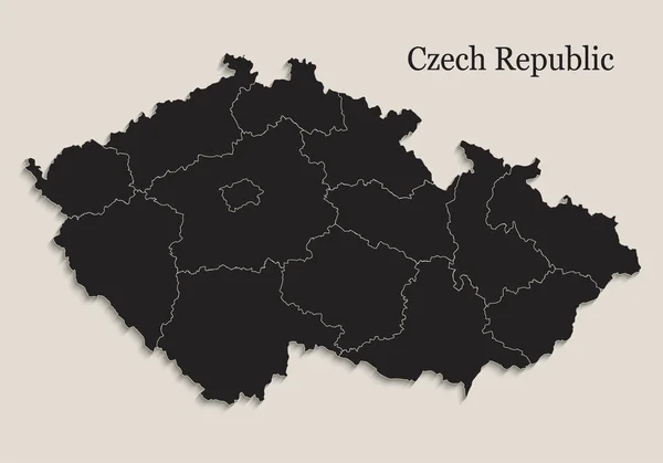 República Checa Mapa Pizarra Negra Estados Separados Vector Individual — Archivo Imágenes Vectoriales