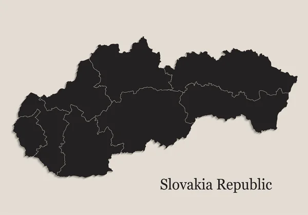 Slovacchia Mappa Lavagna Nera Stati Separati Singola Regione Repubblica Slovacca — Vettoriale Stock