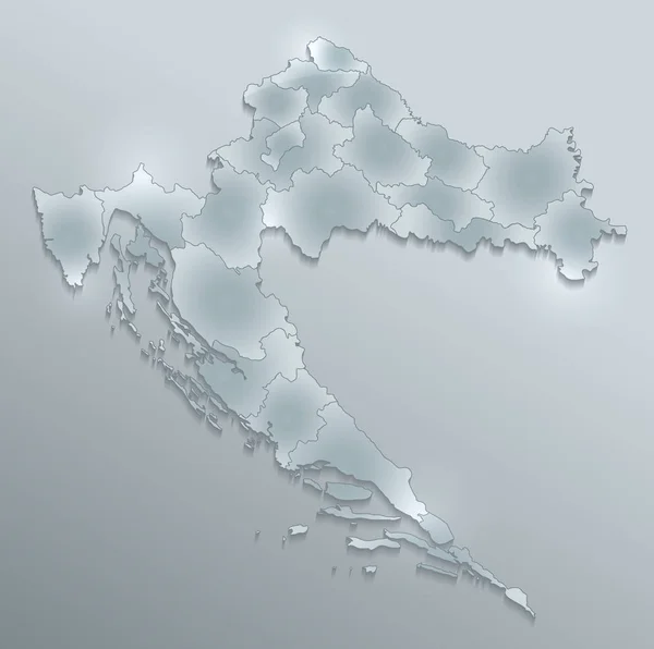 Croatie Carte Région Séparée Carte Verre Vierge Individuelle Raster — Photo