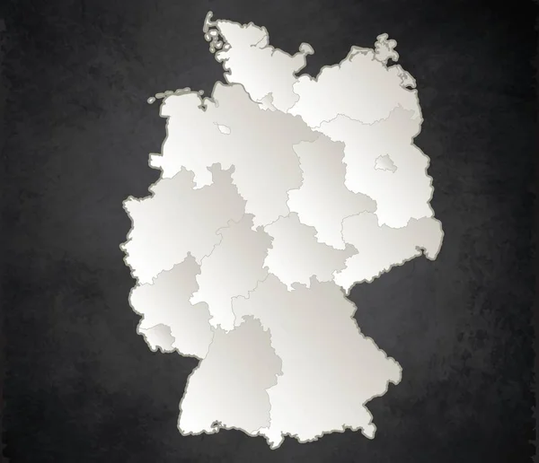 Alemania Mapa Negro Blanco Región Separada Individual Pizarra Blanco Trama — Foto de Stock