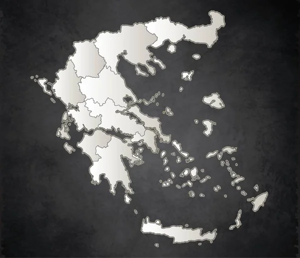 Greece Map Black White Separate Region Individual Blank Blackboard Raster — Stock Photo, Image