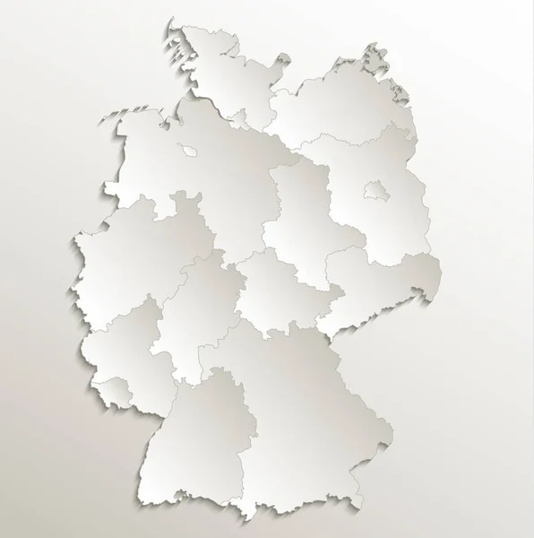 Alemania Mapa Región Separada Papel Tarjeta Blanco Individual Raster Natural —  Fotos de Stock