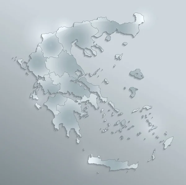 Grecia Mappa Regione Separata Singola Scheda Vetro Vuoto Raster — Foto Stock