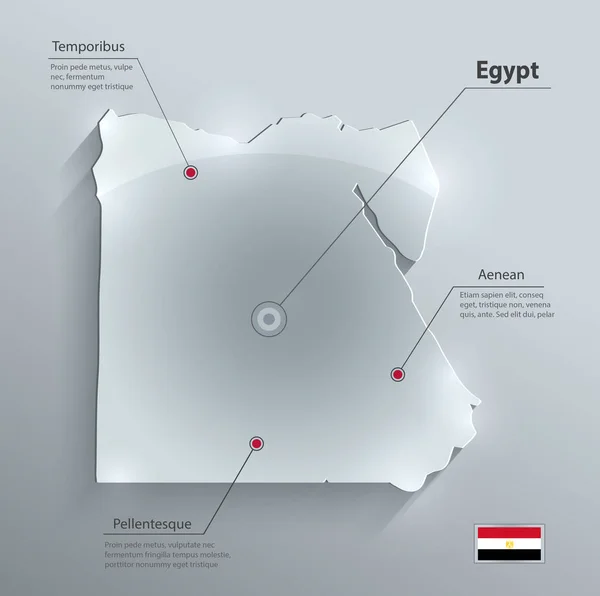 Egypten Karta Flagga Glas Kort Papper Vektor — Stock vektor
