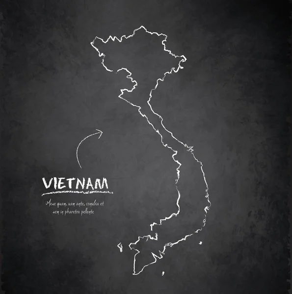 Vietnam Kaart Schoolbord Krijtbord Vector — Stockvector