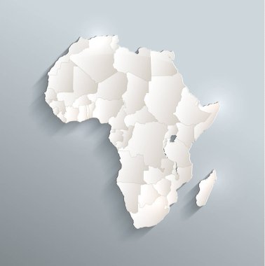 Afrika siyasi harita 3B vektör tek tek devletlerin ayrı raster