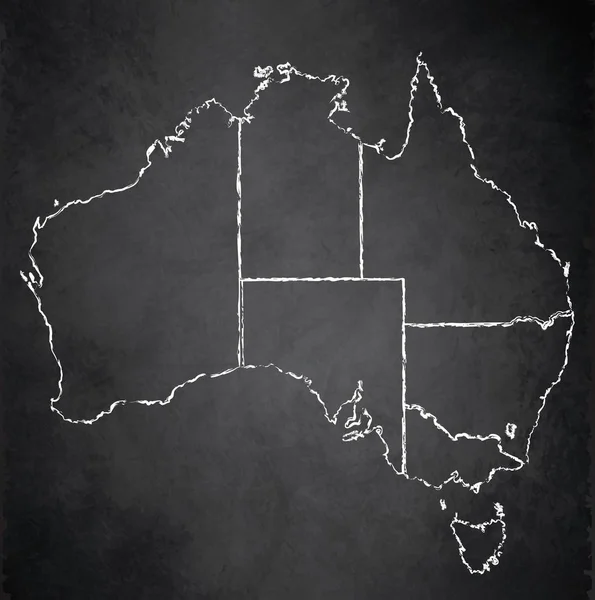 Australia Mappa Regione Separata Nomi Individuali Lavagna Lavagna Raster — Foto Stock