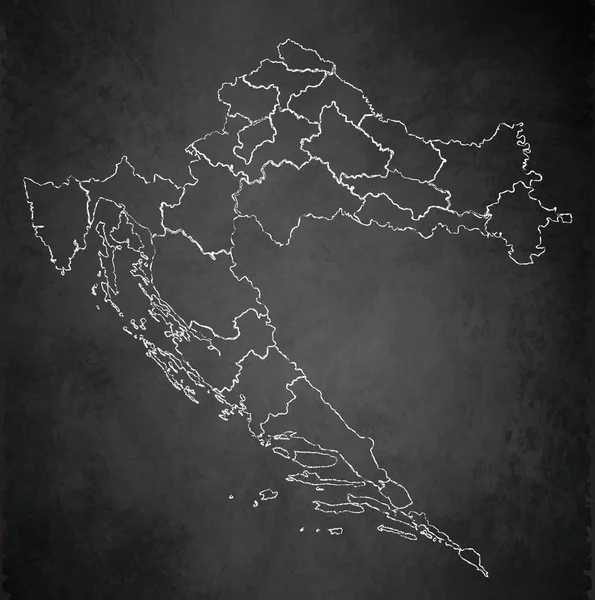 Croatia Map Separate Region Individual Names Blackboard Chalkboard Raster — Stock Photo, Image