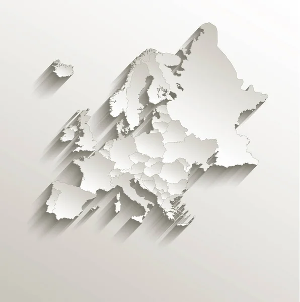 欧洲政治地图卡纸3D 自然向量个别状态独立栅格 — 图库照片