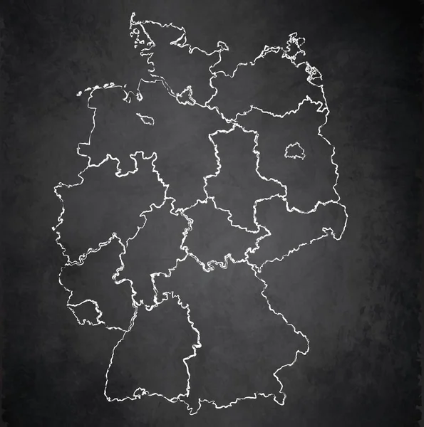 Alemania Mapa Región Separada Nombres Individuales Pizarra Pizarra — Foto de Stock