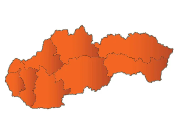 Slovakien Republiken Karta Orange Separat Regionen Enskilda Raster Tomt — Stockfoto